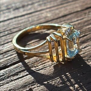 14K YG Gemstone and Diamond Ring